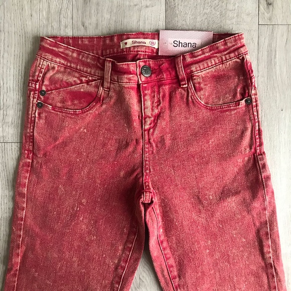Shana Distressed/Faded Red Retro Stretch Jeans - Picture 2 of 3